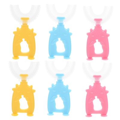 Gatuida 6pcs Boys and Girls U-Shaped Handheld Toothbrushes Soft Silicone Brush Heads for Boy Girl's Tooth Cleaning at Home