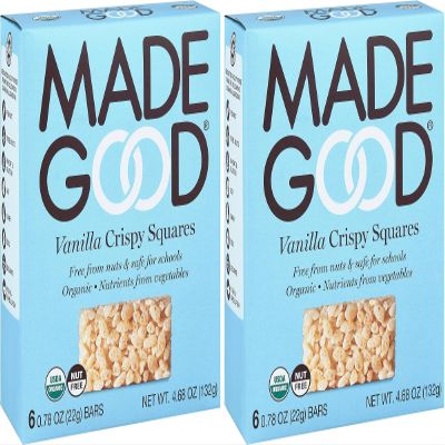MadeGood Vanilla Crispy Squares 6 Healthy Snacks 22.1 g - Pack of 2