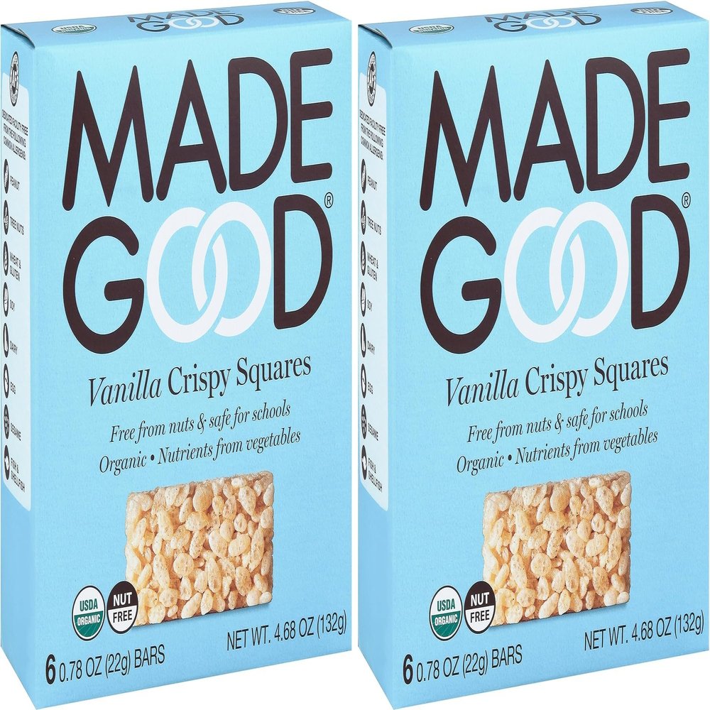 MadeGood Vanilla Crispy Squares 6 Healthy Snacks 22.1 g - Pack of 2