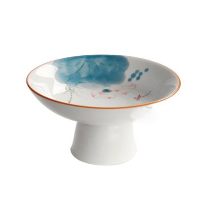 WAOCEO Fruit Bowls Chinese Hand-Painted White Porcelain Tall Plate Household Ceramic Fruit Plate Fruit Plate Snacks Snack Plate Living Room Coffee Table Fruit Plate Fruit Basket (Color : 10)