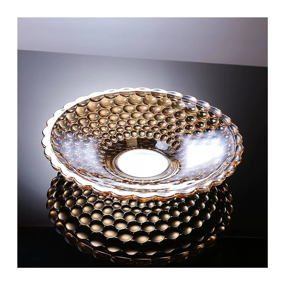 WAOCEO Fruit Bowls High-Grade Light Luxury Style Fruit Plate Home Crystal Glass Living Room Coffee Table Fruit Plate Office Restaurant Fruit Plate Fruit Basket (Color : C, Size : Small)