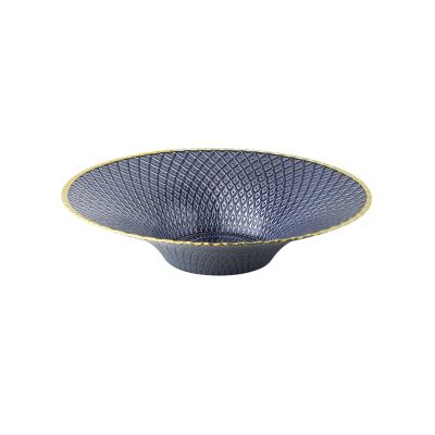WAOCEO Fruit Bowls Light Luxury Style Gold Rimmed Glass Fruit Tray Living Room Home Tall Fruit Tray Coffee Table Snack Tray Decorative Ornaments fruit basket (Color : Blu)