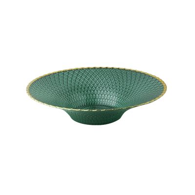 WAOCEO Fruit Bowls Light Luxury Style Gold Rimmed Glass Fruit Tray Living Room Home Tall Fruit Tray Coffee Table Snack Tray Decorative Ornaments fruit basket (Color : Green)