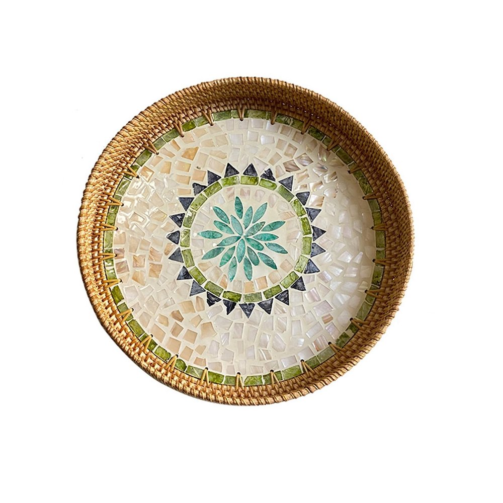 WAOCEO Fruit Bowls Woven Fruit Tray Tray Living Room Coffee Table Home Snack Storage Basket Bun Box Snacks Fruit Basket Fruit Tray Fruit Basket (Color : 06, Size : L)