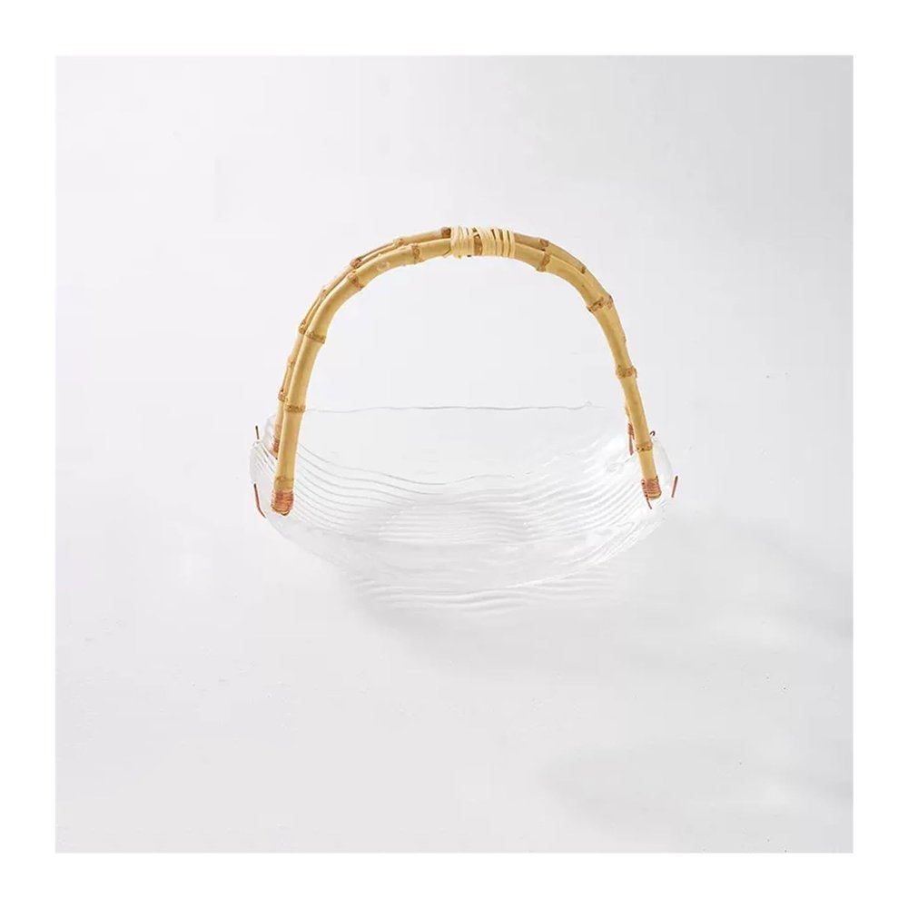 Fruit Bowls Glass Fruit Tray Living Room Home Senior Fruit Basket Afternoon Tea Snacks Coffee Table Tray with Carry Handle Fruit Tray Fruit Basket (Color : A)