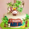 11 PCS Monkey Cake Decoration Monkey Cake Topper Monkey Birthday Deco Banana Cake Coconut Tree Cake Safari Cake Decorations view 1