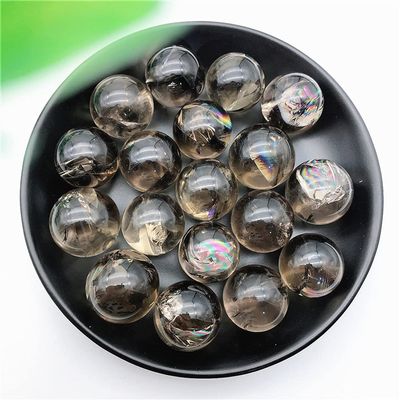 1PC Beautiful Natural Rainbow Cracked Smoky Brown Quartz Crystal Sphere Ball Crystal Natural Quartz Crystals Crystal ZFUGEDRLI
