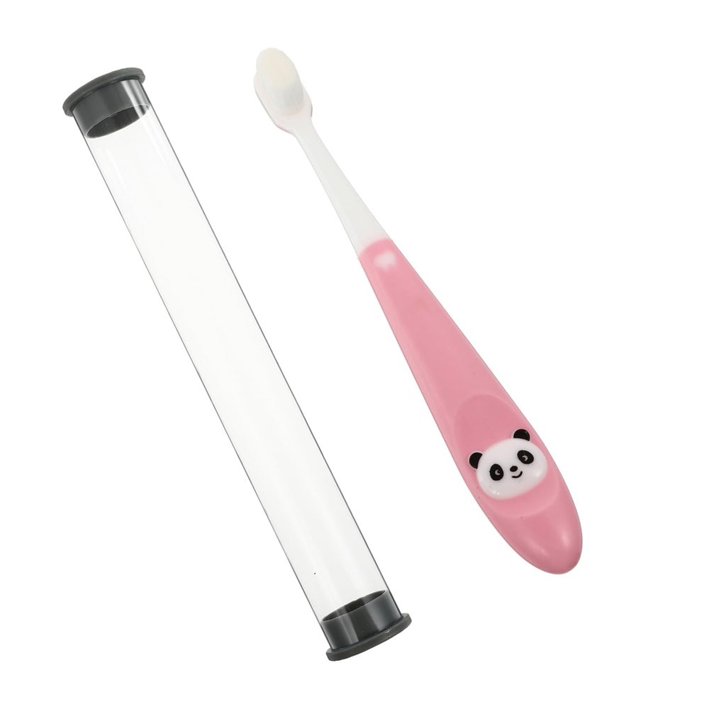 PartyKindom Kids Toothbrush Soft Bristle Manual Toothbrush with Storage Bucket for Ages 2-12 Panda Design Teeth Cleaning Oral Care Tool for Boys and Girls
