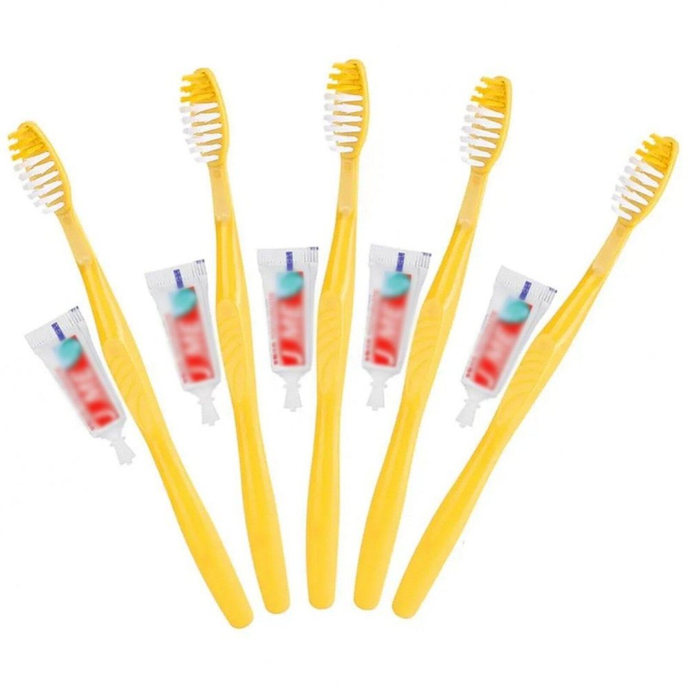 Disposable Hotel Toothbrush 50pcs Portable Travel Toothbrush with Toothpaste Kit Travel Toothbrush Kit Teeth Cleaning Brush for Hotel