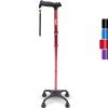 Rehand Quad Cane, Walking Cane with Ergonomic Handle Ever and Graceful 4-Pronged Base for Extra Stability, Adjustable Walking Sticks for Right or Left Handed Men & Women and Seniors [Red] view 1