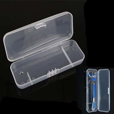 White Transparent Shaving Box for Shaver Razor,Razor Protector Plastic Box Cover Container Storage for Manual Razor System, Shaving Accessories