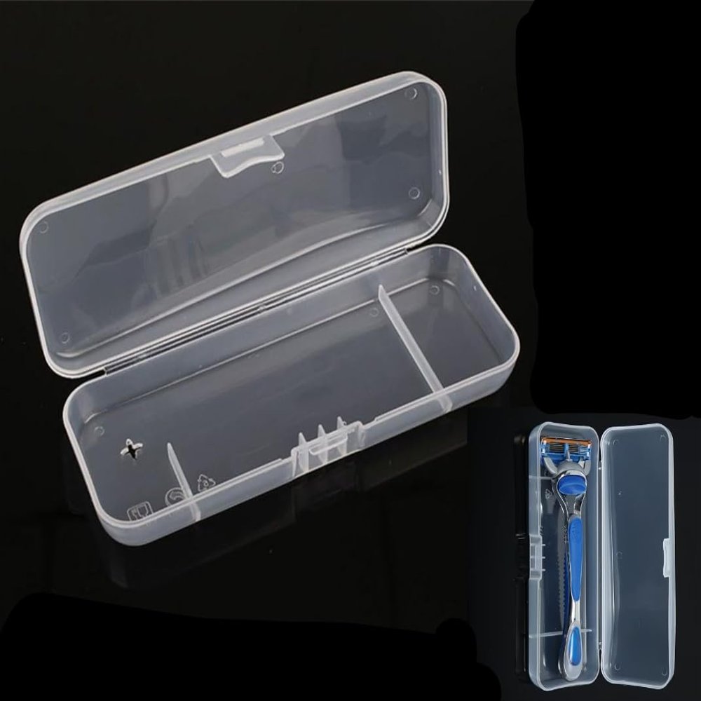 White Transparent Shaving Box for Shaver Razor,Razor Protector Plastic Box Cover Container Storage for Manual Razor System, Shaving Accessories