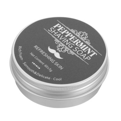 DOITOOL Men Beard Shaving Soap Peppermint Cooling Formula 80g Male Shave Soap for Home and Travel Smooth Wet Shave Grooming