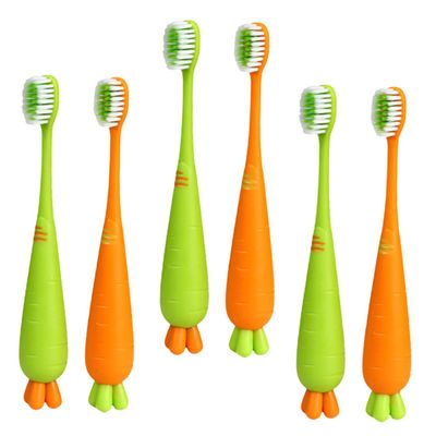 Housoutil 6pcs Boys and Girls Carrot Toothbrush Soft Bristle Boy Girl Toothbrushes for Toddlers Brushing Teeth at Home