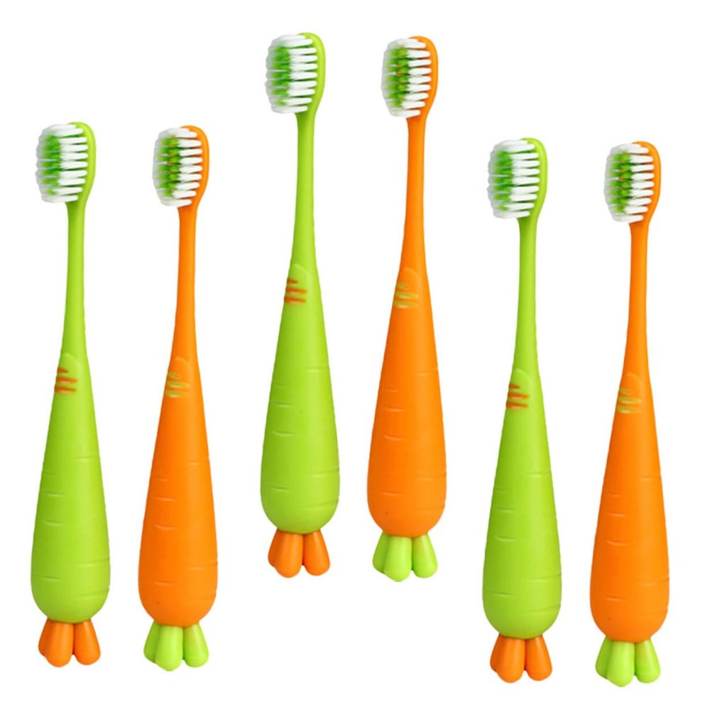Housoutil 6pcs Boys and Girls Carrot Toothbrush Soft Bristle Boy Girl Toothbrushes for Toddlers Brushing Teeth at Home