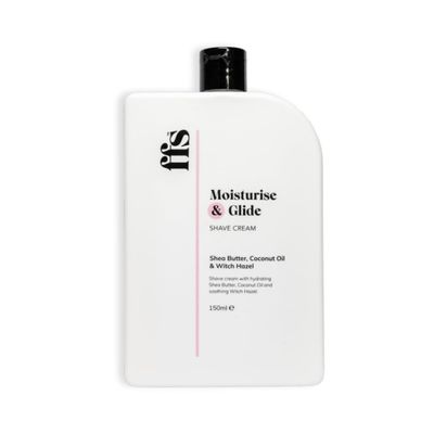 150ml Moisturise & Glide Natural Shaving Cream for Women w/Shea Butter, Coconut Oil, & Witch Hazel - Paraben & Cruelty-Free FFS Beauty Shave Cream for Sensitive Skin - Perfect for Home or Travel