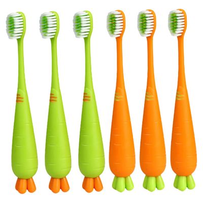Angoily 6pcs Soft Manual Toothbrush for Boy Girl Carrot Toothbrush Boys and Girls Tooth Brush