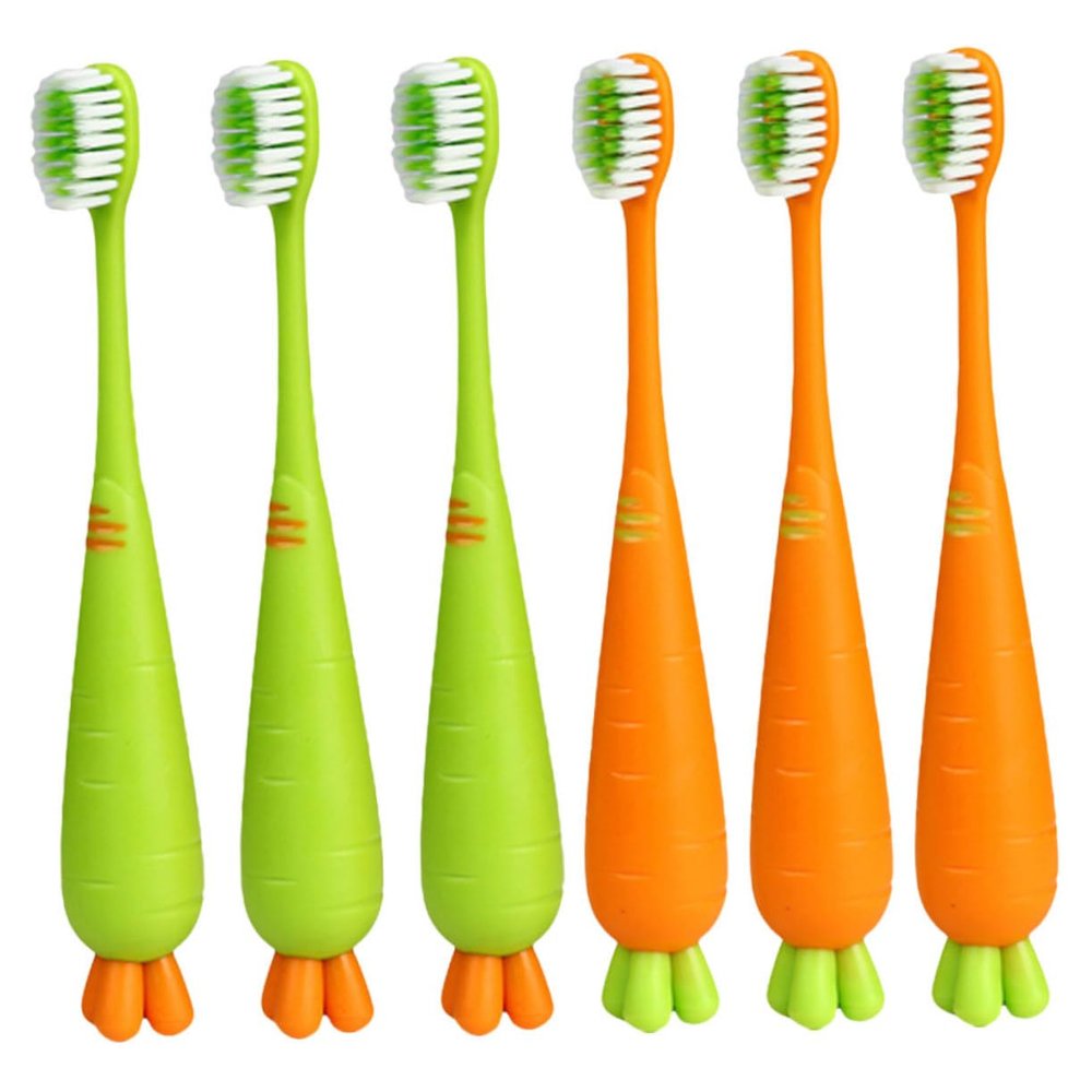Angoily 6pcs Soft Manual Toothbrush for Boy Girl Carrot Toothbrush Boys and Girls Tooth Brush