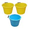 14L Litre 3 Gallon Bucket High Grade Plastic Builders Bucket with Metal Handle, Pouring Lip & Measuring Guide Multipurpose Storage Buckets Washing Buckets Made in UK (2 X Yellow + 1 X Sky Blue) view 1