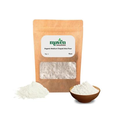Maven wholefoods Organic Wholemeal Wheat Flour Stoneground 1kg | Raw | GMO Free | High Fibre & Protein | Certified Organic | Suitable for Vegetarian & Vegan | Packed Fresh in Resealable Bags
