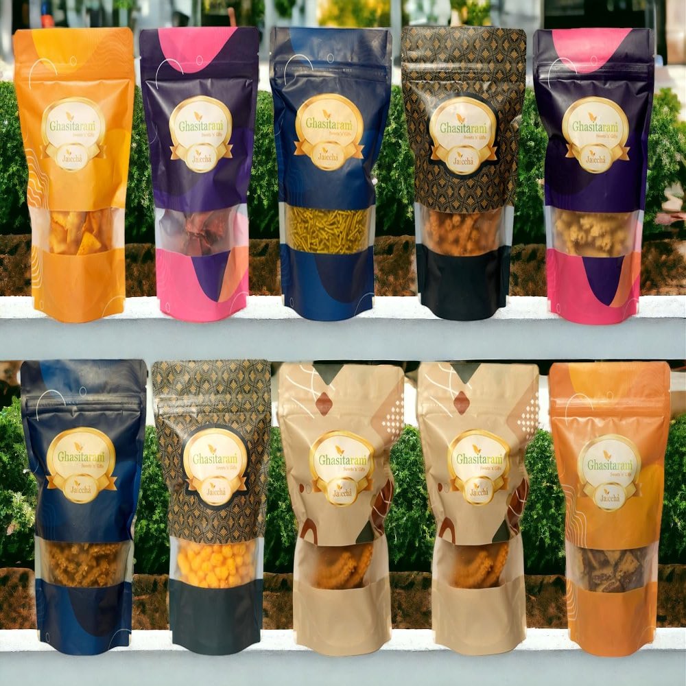 Ghasitaram Gifts JaicchaBest of 10 Roasted Namkeens Pouches|Gift for Diwali,Holi,Rakhi,Valentine,Christmas,Birthday,Anniversary,Gift for Her,Him,Mothers Day,Fathers Day|