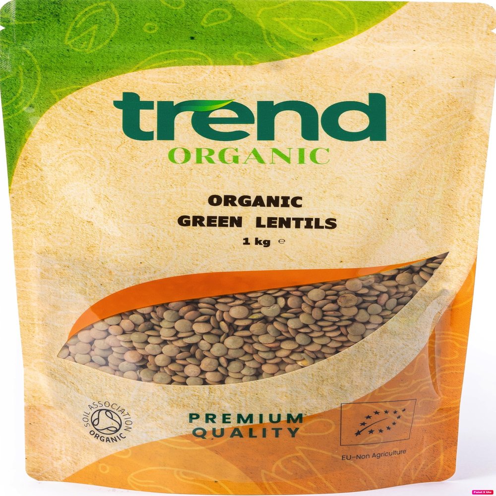 Trend Organic Green Lentils, 1kg - Ideal for Soups, Salads, and Main Courses with Its Hgh Fibre, High Protein Content, Certified Organic, Vegan, Non-GMO, No Perservatives or No Additives, Raw