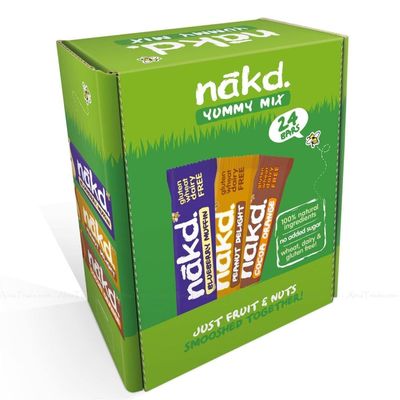 AHG Investment Nakd Yummy Mix Raw Fruit & Nut Snack Bars Gluten Free Variety Pack of 24 x 35g