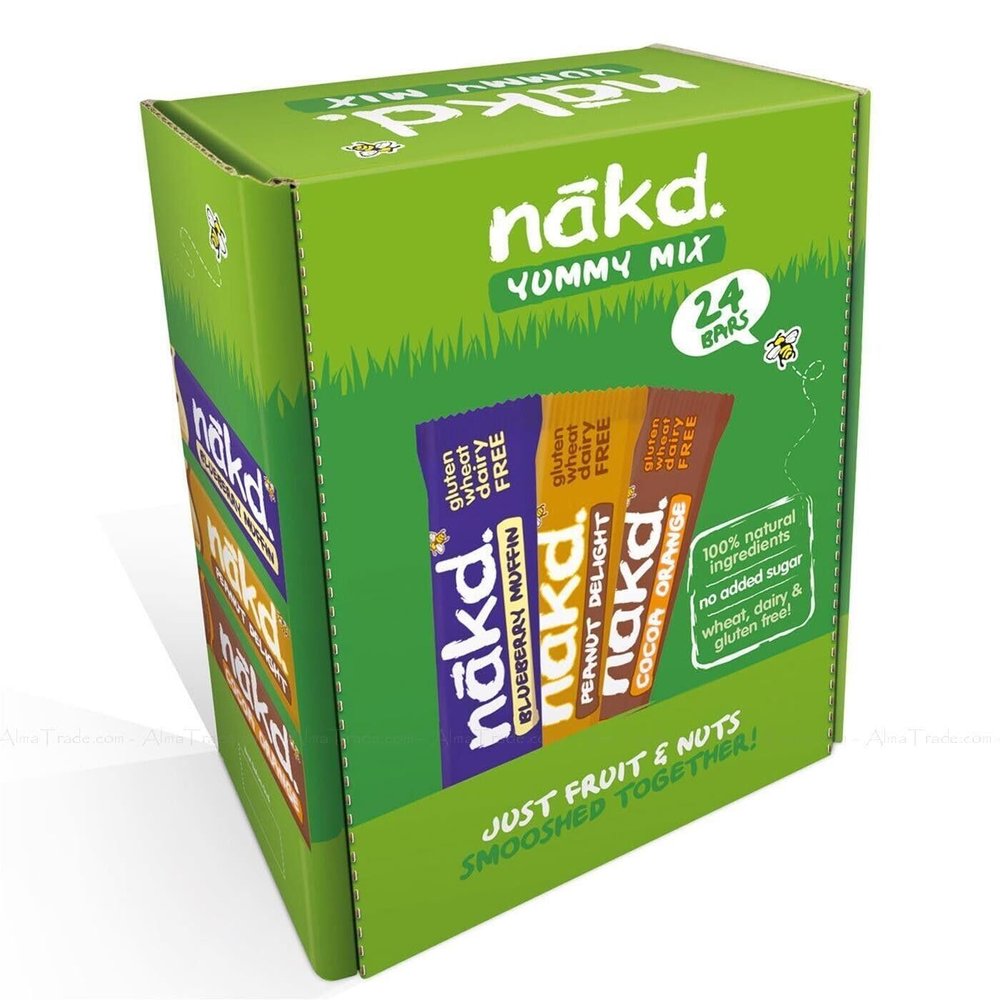 AHG Investment Nakd Yummy Mix Raw Fruit & Nut Snack Bars Gluten Free Variety Pack of 24 x 35g