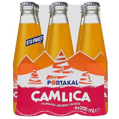 Camlica Fizzy Drink Gazoz with Orange 200 ml x 6 pieces