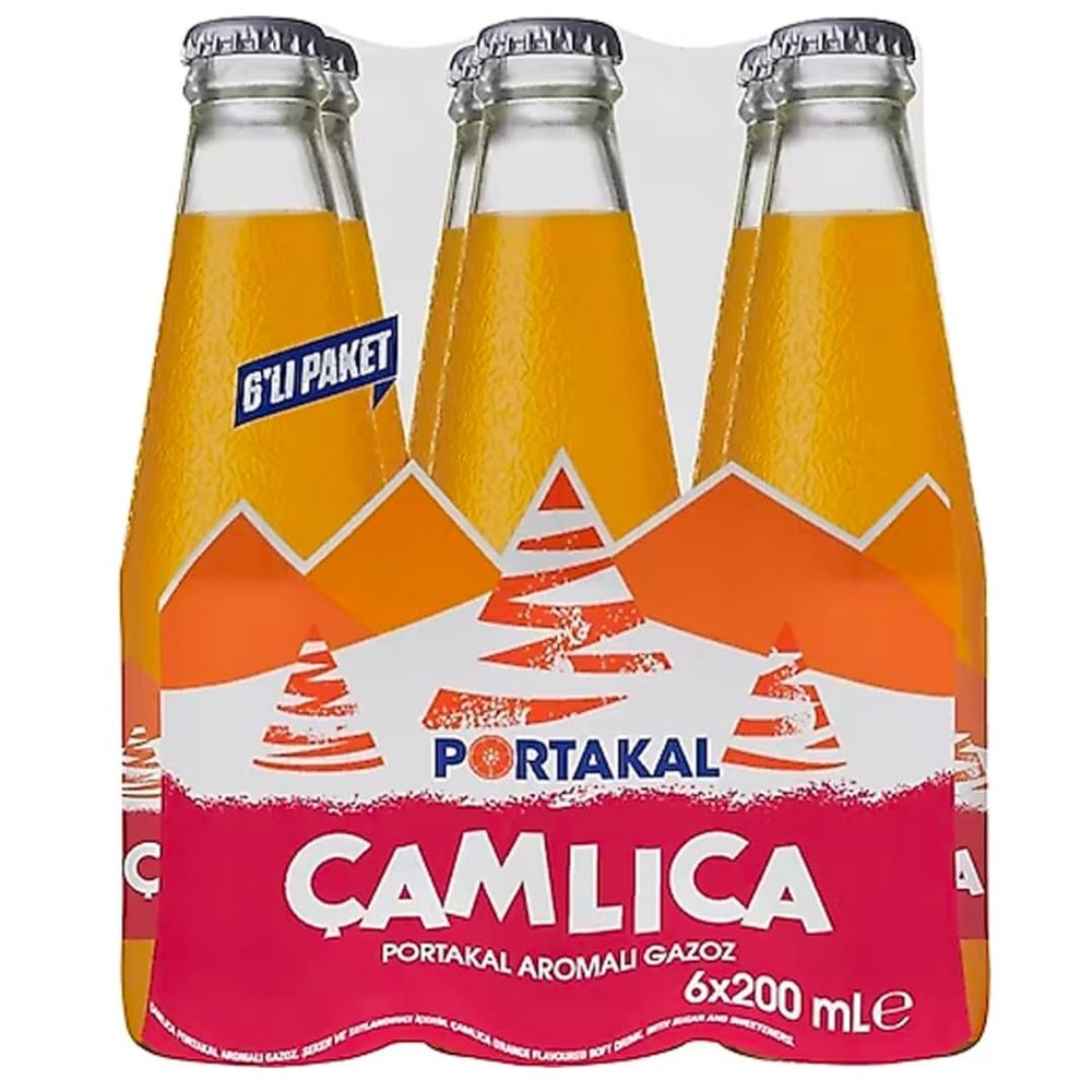Camlica Fizzy Drink Gazoz with Orange 200 ml x 6 pieces