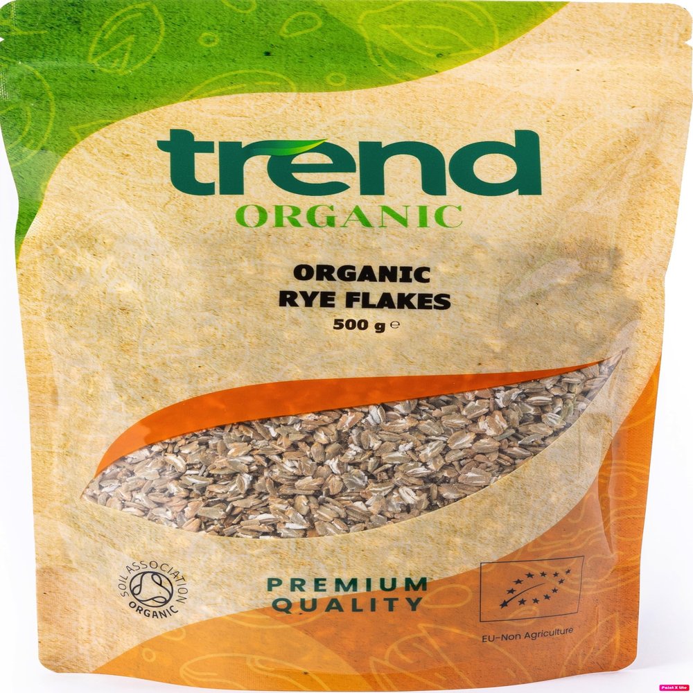 Trend Organic Rye Flakes, 500g - Nutrient-Rich Goodness, High in Protein & Fibre, and Essential Vitamins and Minerals, Certified Organic, Vegan, Non-GMO, No Additives No Preservatives, Raw