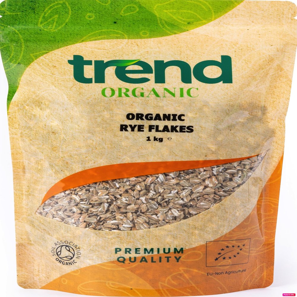 Trend Organic Rye Flakes,1kg - Nutrient-Rich Goodness, High in Protein & Fibre, and Essential Vitamins and Minerals, Certified Organic, Vegan, Non-GMO, No Additives No Preservatives, Raw