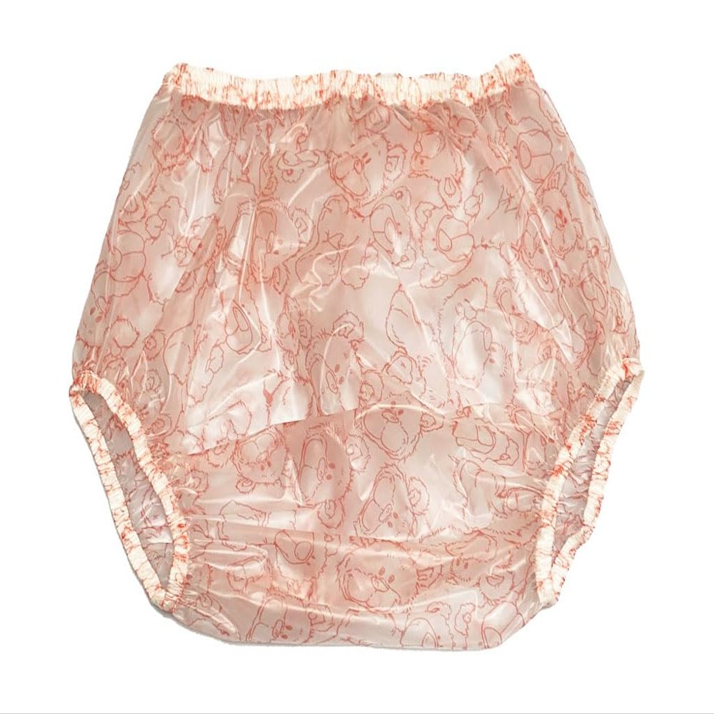 Haian High-Waisted Adult Incontinence Pull-on Plastic Printed Waterproof Pants 3 Pack (M, Bear)