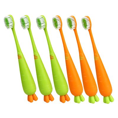 DOITOOL 6pcs Boys and Girls Carrot Toothbrush Manual Soft Bristles for Boy Girl Carrot Shaped Toothbrush for Toddlers and and for Home Use