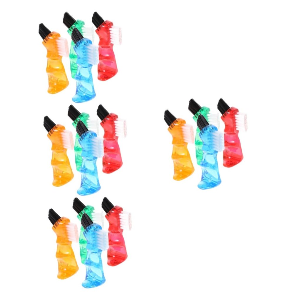 PartyKindom 16pcs Double-Head Denture Brush Small Portable Mini for Home Use Multi-Functional Creative Personal Denture Cleaning Tool for False Teeth Oral Care