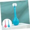 GLEAVI Childrens Manual Toothbrush Set 2pcs Soft Bristle 3-Sided Tumbler Design Portable Dental Care Tool for Kids Boys and Girls Ages 3-8, Cartoon Pink and Blue Tooth Cleaning Brush view 2