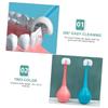 GLEAVI Childrens Manual Toothbrush Set 2pcs Soft Bristle 3-Sided Tumbler Design Portable Dental Care Tool for Kids Boys and Girls Ages 3-8, Cartoon Pink and Blue Tooth Cleaning Brush view 4