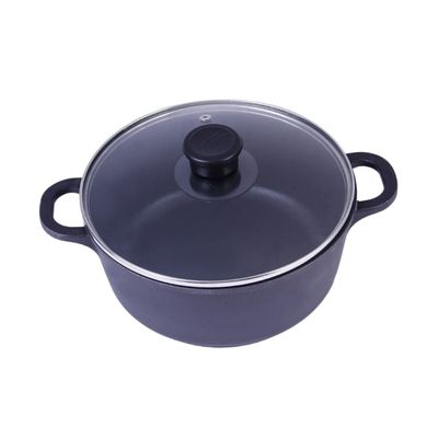 MAGICLULU Black Aluminum Noodle Pot Multi-Function Two Handle Soup Cookware for Home Kitchen for Stewing Porridge and Easy Cleaning