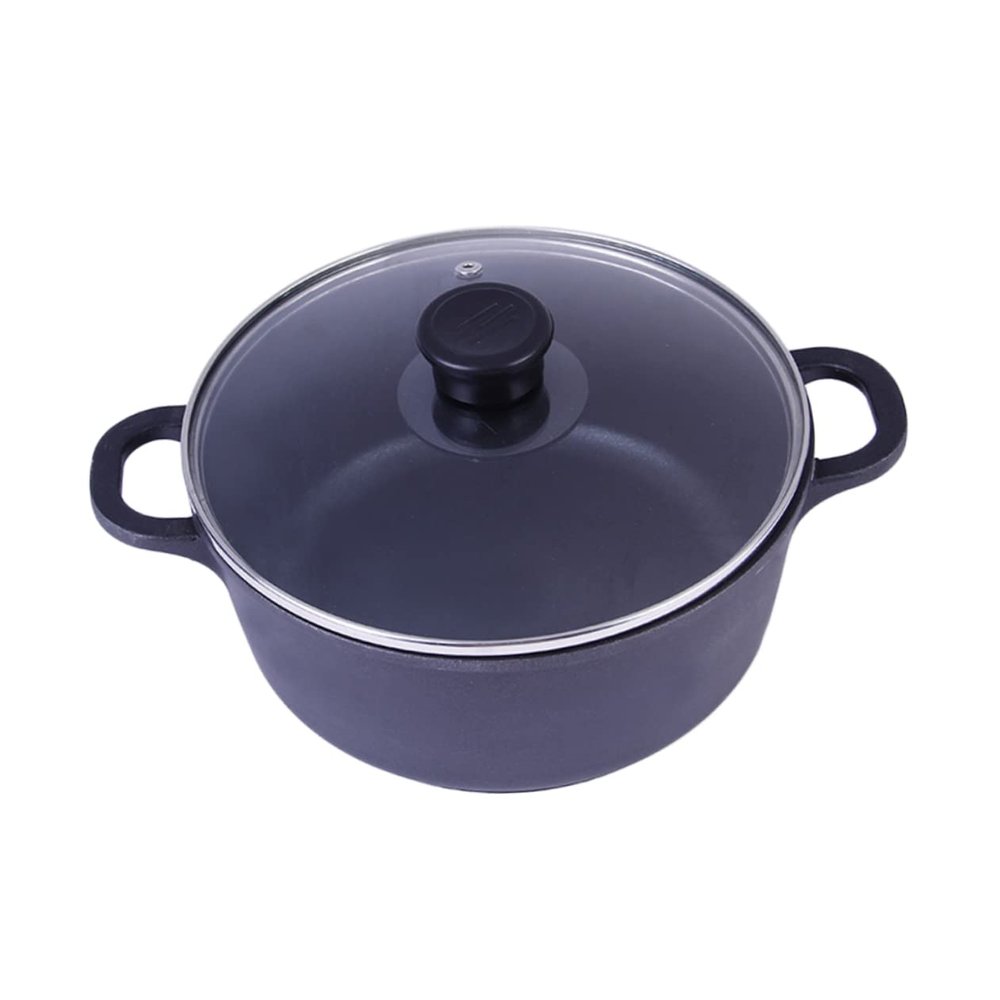 MAGICLULU Black Aluminum Noodle Pot Multi-Function Two Handle Soup Cookware for Home Kitchen for Stewing Porridge and Easy Cleaning