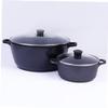 MAGICLULU Black Aluminum Noodle Pot Multi-Function Two Handle Soup Cookware for Home Kitchen for Stewing Porridge and Easy Cleaning view 2