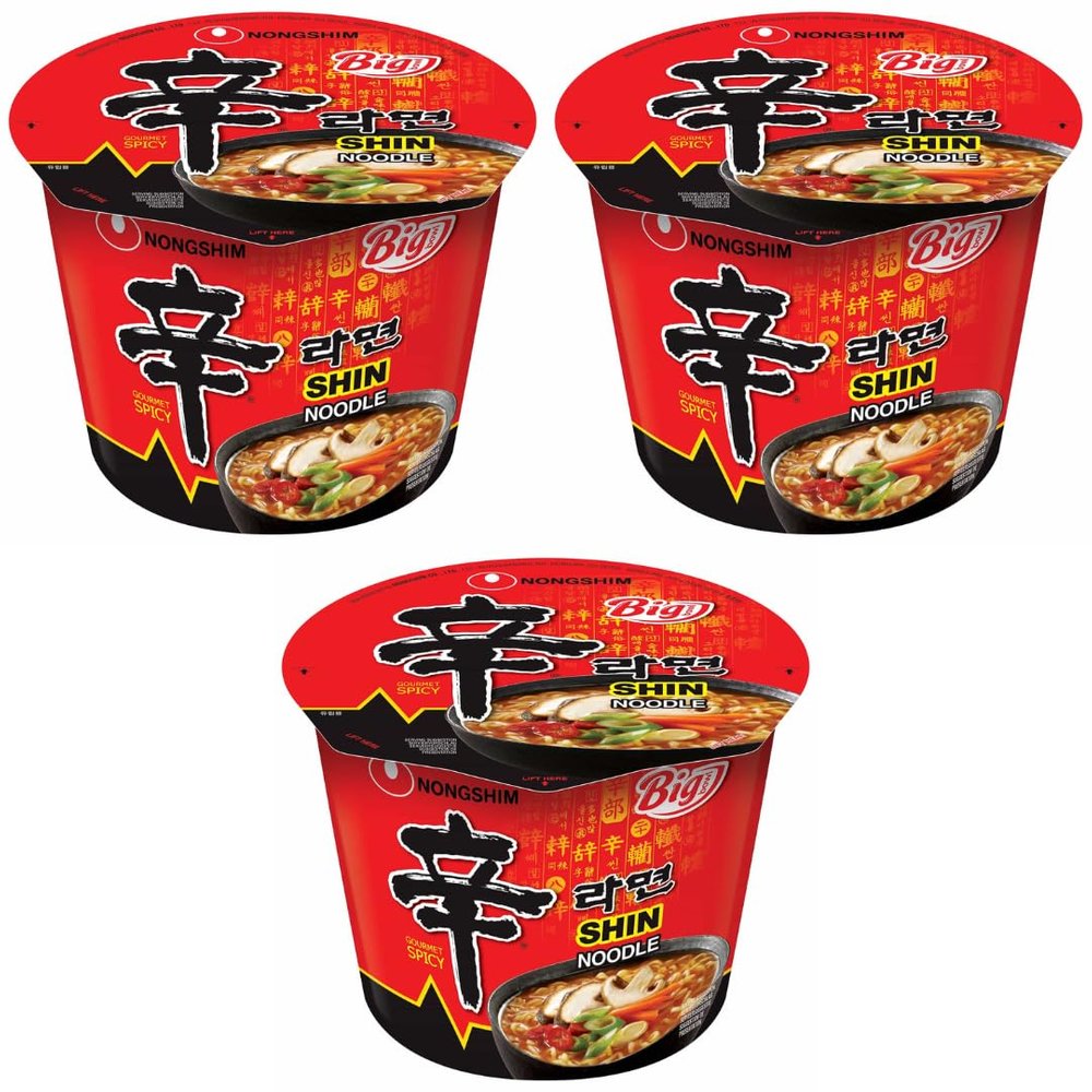 Pack Of 3 - Big Bowl Shin Noodle 114g - Flavour - Gourmet Spicy - Noodle Delicious Spicy Quick And Convenient Snack - Big Bowl Noodle Food - Enjoy Delicious Instant Noodles In Minutes