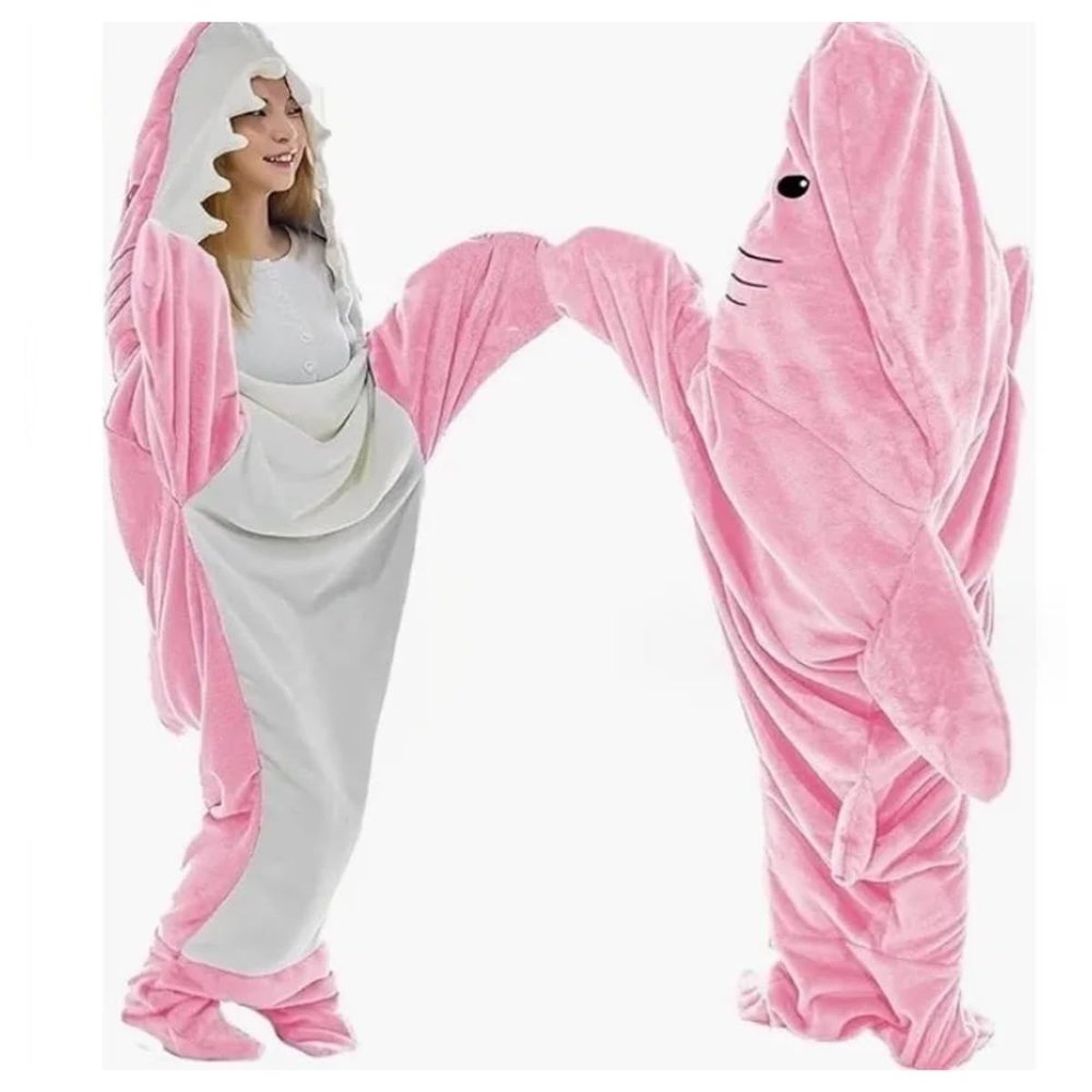 Blanket With Sleeves, Shark Sleeve Blanket, Shark Blanket Hoodie, Portable Shark Sleeping Bag, Fluffy Cartoon Shark Cuddly Blanket, Shark Blanket Hoodie, Portable Blanket, Wearable Blanket As A TV(B,M