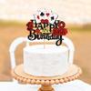 Cyodoos1PCS Casino Cake Decoration Dice Poker Chips Cupcake Cake Topper Playing Cards Vegas Theme Cupcake Toppers Decorations Poker Night Party Supplies view 2