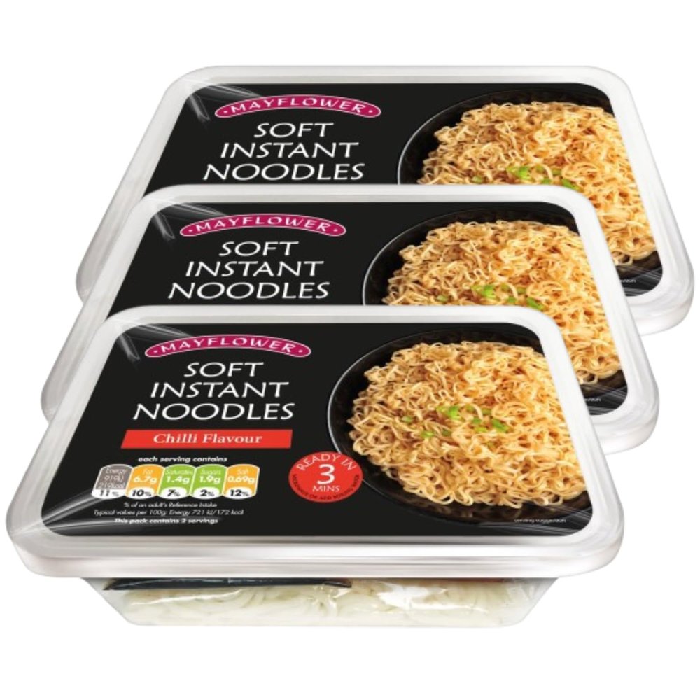 Pack Of 3 x Soft Instant Noodles Chilli Flavour 255g - Delicious Quick To Make Noodles - Enjoy Chilli Noodles Ready In 3 Minutes - Quick and Easy Ready Meals and Snacks - Flavoured Instant Noodles
