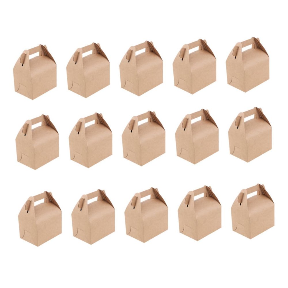 Gatuida 15pcs Kraft Paper Candy Boxes Small Cardboard Sweet Tote Bags Paper Party Favors Hand Tote Storage for Small Sweets Party Supplies