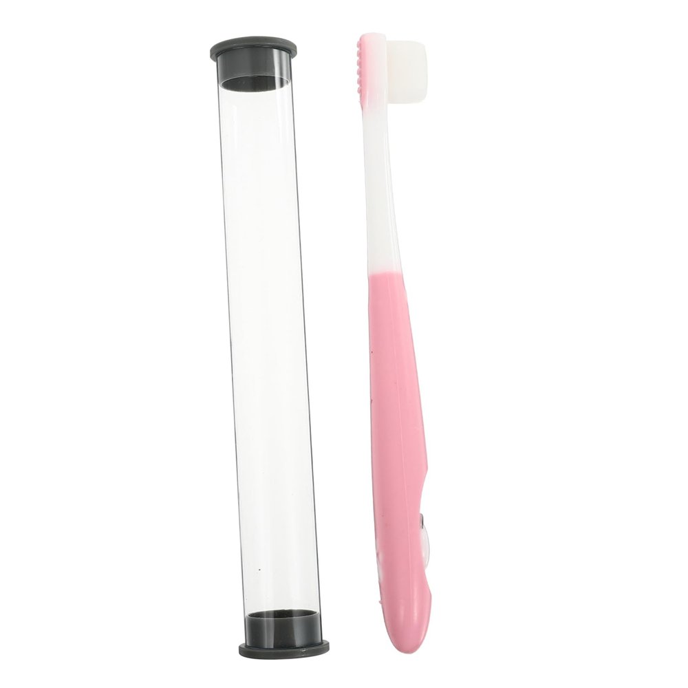 GLEAVI Childrens Toothbrush with Extra Soft Bristles and Storage Bucket, Manual Brush for Ages 2-12, Pink Tooth Cleaner Suitable for Kids Oral Care at Home