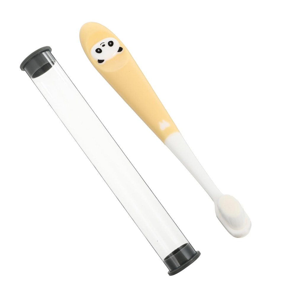 GLEAVI Childrens Soft Bristle Manual Toothbrush for Ages 2-12, Yellow Panda Design, Gentle Tooth Cleaning Tool for Kids Oral Care and Daily Use