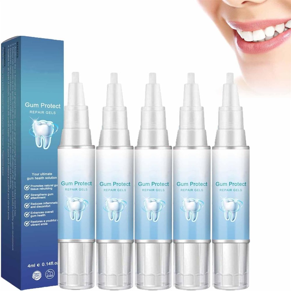Neslemy Gum Shield Therapy Gel and Whitening, Neslemy Gum Gel, Dentizen Gum Therapy Gel, Teeth Whitening Essence Pen, Deeply Cleaning Gums, Enhances Overall Gum Health (5Pcs)
