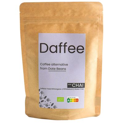 Daffee - Organic Date Coffee Alternative | Natural Chai Mix | Caffeine Free Coffee Replacement - Decaf Substitute - Nutri Score A (250g)