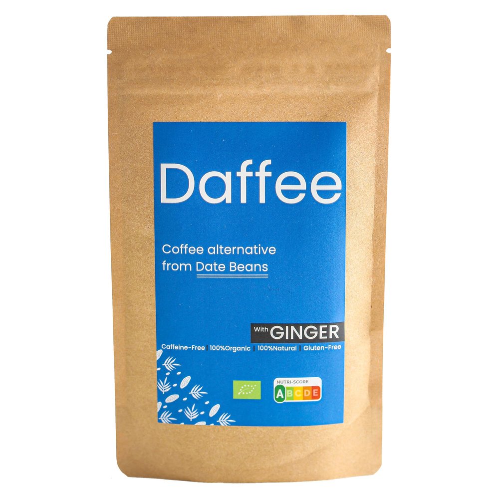 Daffee - Coffee Alternative made from Ground Organic Date Beans | Natural Ginger | Natural Caffeine Free Coffee Replacement  Decaf Coffee Substitute - No CAF | Nutri Score A (250, Grams)